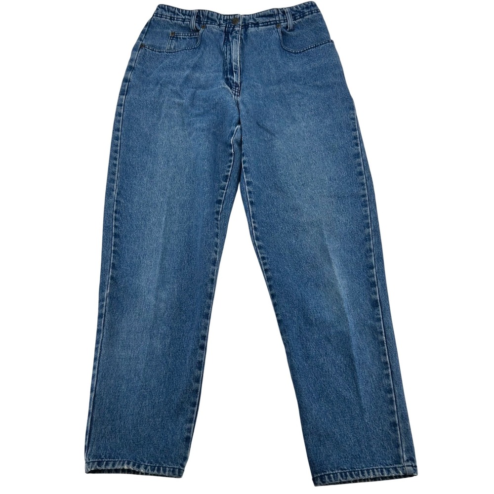Vintage Christopher & Banks Mom Jeans Women 12 Blue Cotton Tapered High Waist